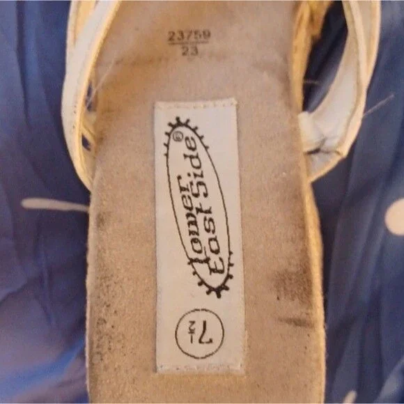 Lower East Side Beige White Embroidered Strappy Wedge Sandals Women's 7.5 - Picture 4 of 5